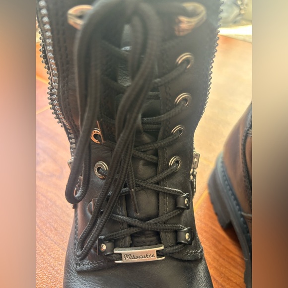 Men’s Milwaukee Black Leather Biker Boots main image 5